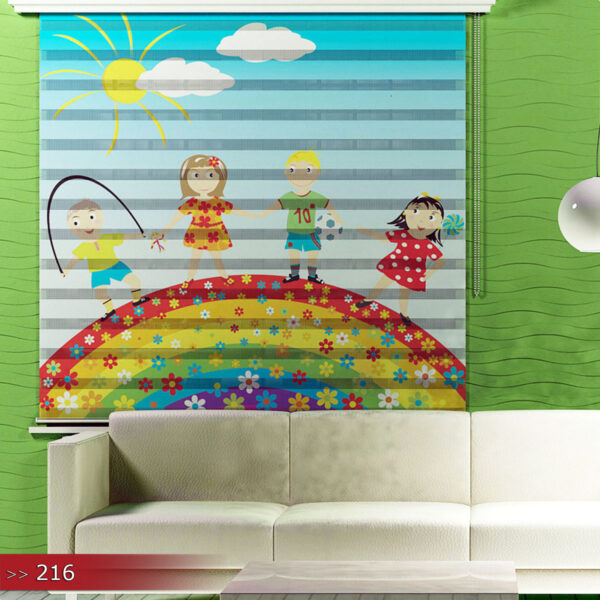 Duo Rolgordijn met regenboog