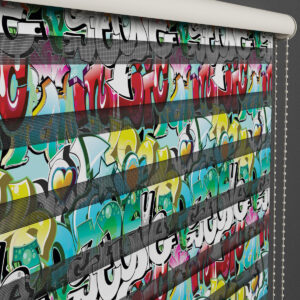 Duo Rolgordijn met graffiti-patroon