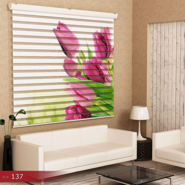 Pruimenkleur Tulp Poster Bedrukt Duo Rolgordijn