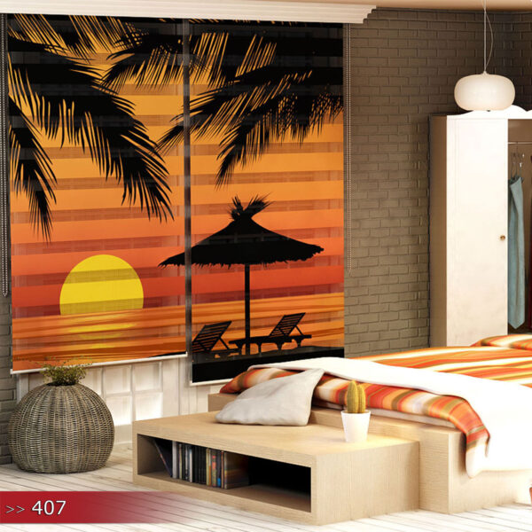 Duo Rolgordijn met zonsondergangposter