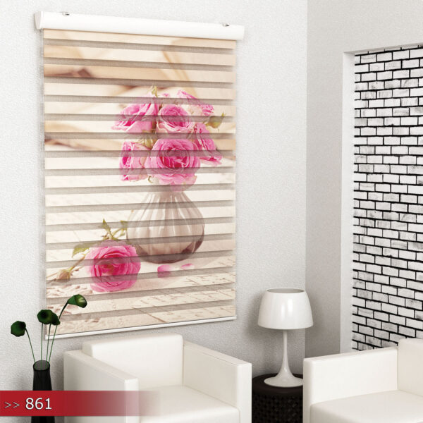 Pink Rose Poster Bedrukt Duo Rolgordijn