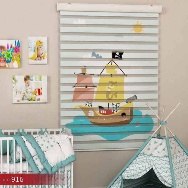 Piratenschip Poster Bedrukt Duo Rolgordijn